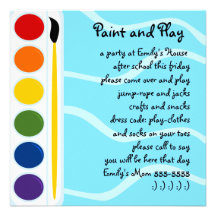 Paints and Brushes Personalized Invitations