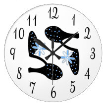 Pair of Blue and Black Heels Round Clocks