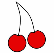 Pair of Cherries. Black, Red and White. Photo Cut Out