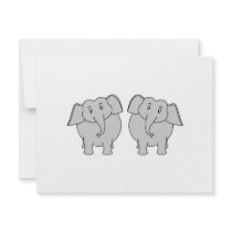 Pair of Cute Elephants. Couple. Invitation