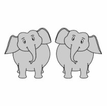 Pair of Cute Elephants. Couple. Cut Out