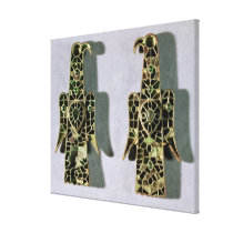Pair of Eagle-Shaped Brooches (metal and enamel) canvas prints