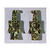 Pair of Eagle-Shaped Brooches (metal and enamel) posters