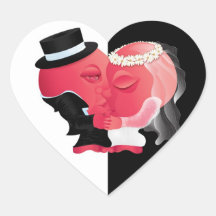 Pair of Hearts in Love - Wedding Sticker