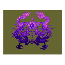 Pair of Purple Dragons on Gifts and Apparel Postcard