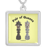Pair of Queens Chess Dogs Necklace