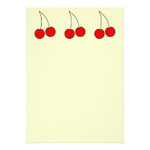 Pair of Red Cherries. Black Outline. Announcements