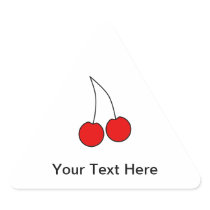 Pair of Red Cherries. Black Outline. Triangle Stickers