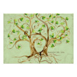 Pair of Swirl Tree Roots Antiqued Green Parchment Custom Announcements
