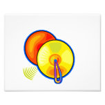 Pair of yellow cymbals outlined in blue graphic photo print