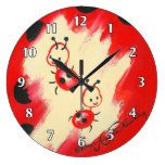 Paires de petites coccinelles mignonnes horloges murales