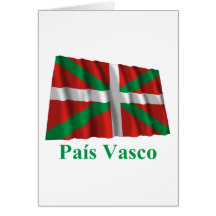 País Vasco (Euskadi) waving flag with name Greeting Cards