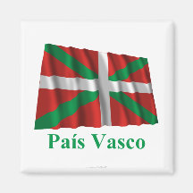 País Vasco (Euskadi) waving flag with name Magnets