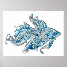 Paisley Flowing Fish Print