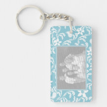 Paisley Garden Light Blue Photo Frame Rectangle Acrylic Keychain