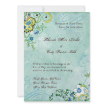 Paisley Modern Floral Flourish Swirl Wedding Personalized Invitations