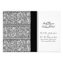 Paisley Passion - Black (Henna) (Wedding) Invitations