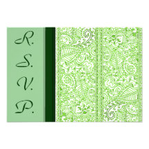 Paisley Passion - Green (Henna) (Wedding) Announcement