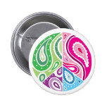 Paisley Peace White Button