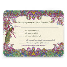 Paisley Peacock Colours RSVP Custom Invitation