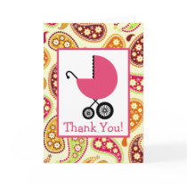 Paisley & Pink Carriage Baby Shower Thank You