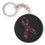 paisley pink ribbon keychain - black