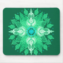 Paisley wheel emerald green sun flower mouse pads