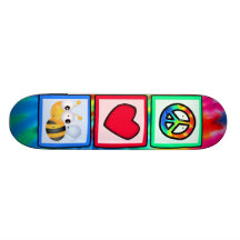 Paix, amour, abeilles plateau de skateboard
