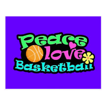 Paix, amour, basket-ball ; Rétro Cartes Postales