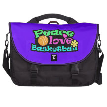Paix, amour, basket-ball ; Rétro Sac Ordinateur Portable