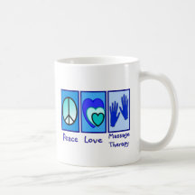 Paix, amour, cadeaux de thérapie de massage tasse