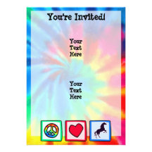 Paix, amour, chevaux invitation personnalisable