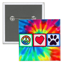Paix, amour, chien ; Pawprint Badge