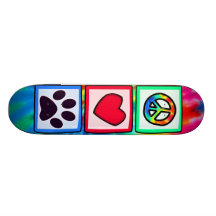 Paix, amour, chien ; Pawprint Skateboard