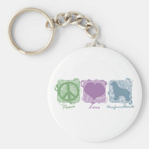 Paix, amour, et Newfoundlands en pastel Porte-clefs