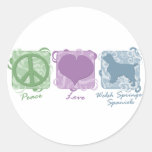 Paix, amour, et springers spaniels en pastel de Ga Autocollants Ronds
