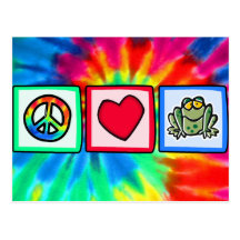 Paix, amour, grenouilles cartes postales