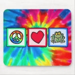Paix, amour, grenouilles tapis de souris