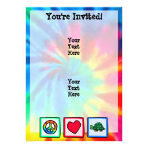 Paix, amour, tortues invitation