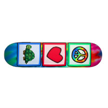 Paix, amour, tortues plateaux de skateboards