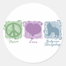 Paix en pastel, amour, et chiens de berger belges adhésif