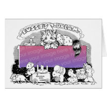 Pajama Clad Cat Dreams Mice Moving Frame Card