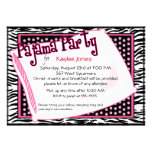 Pajama Party In Black and Pink Dots Personalized Invite