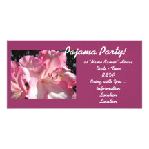 Pajama Party! invitations cards Pink Rhodies Girls Personalized Photo Card