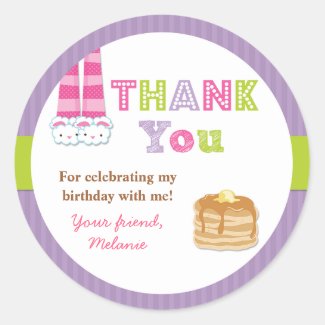 Pajamas and Pancakes Birthday Party Sticker