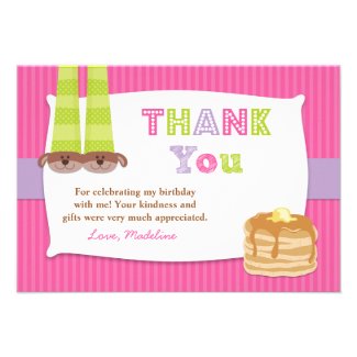 Pajamas and Pancakes Birthday Party Thank You Personalized Announcements