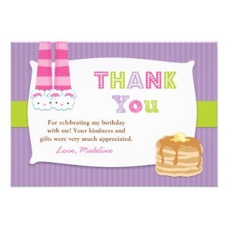 Pajamas and Pancakes Birthday Party Thank You Personalized Announcement