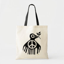 Pájaro de la Paz, negro Bolsas De Mano