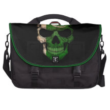 Pakistani Flag Skull on Black Computer Bag