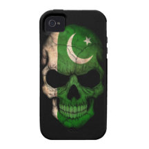 Pakistani Flag Skull on Black iPhone 4 Case